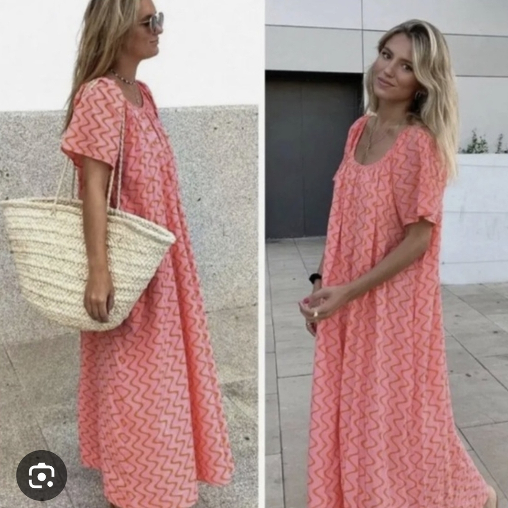 Zara 100% Cotton Gauze Maxi Dress